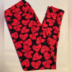 LuLaRoe Red and Black Heart Leggings